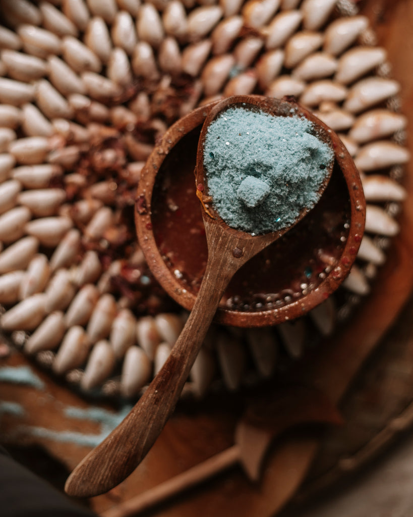 Potion ingredient in heart spoon
