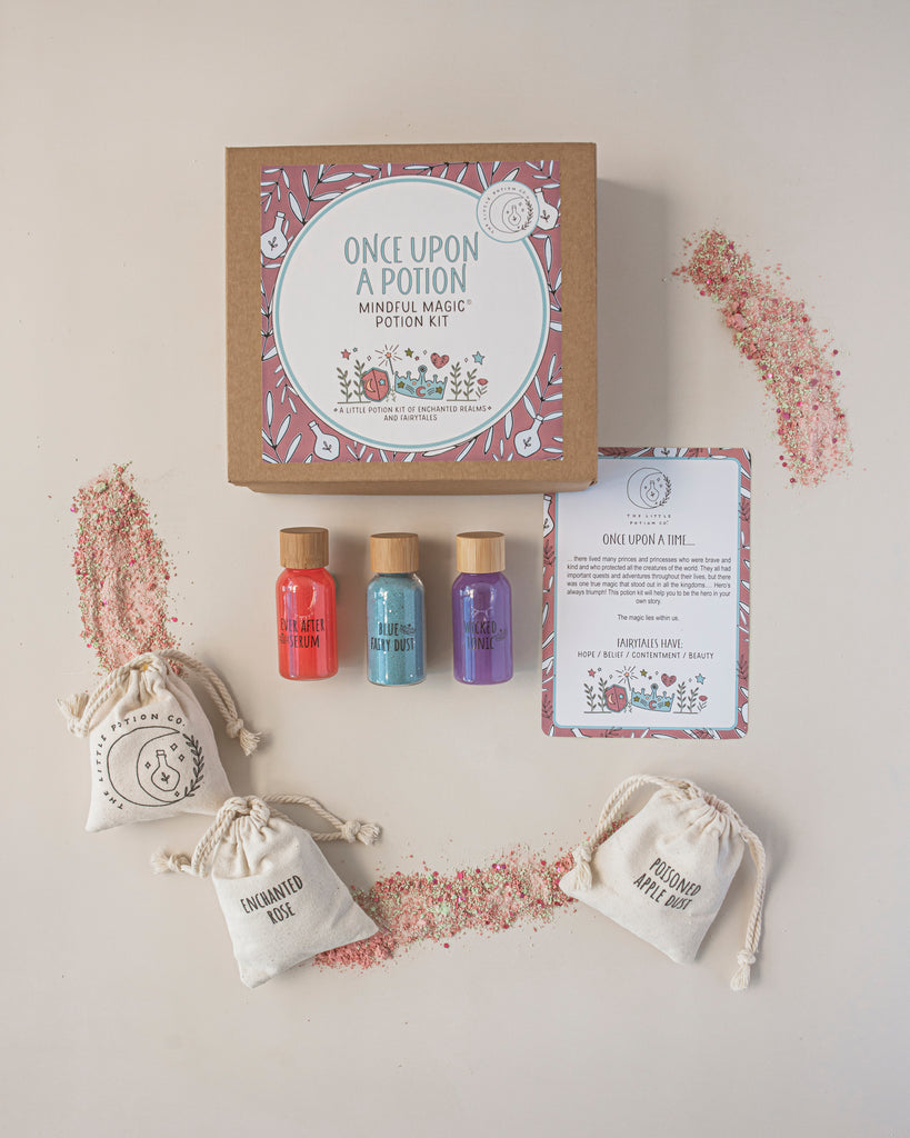 Once upon a potion mindful potion kit with ingredients laid out